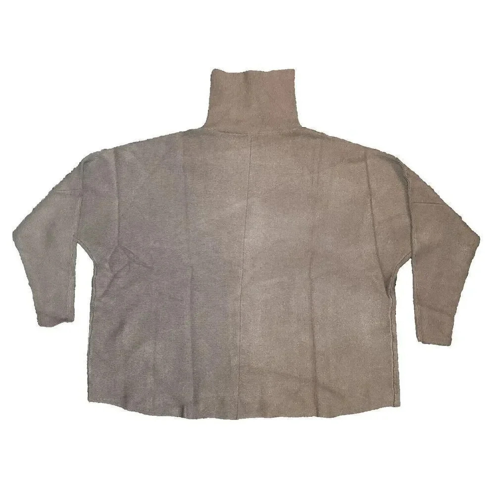 Women's Soft Brown Long-Sleeve Viscose Turtleneck Oversized Sweater Size XL